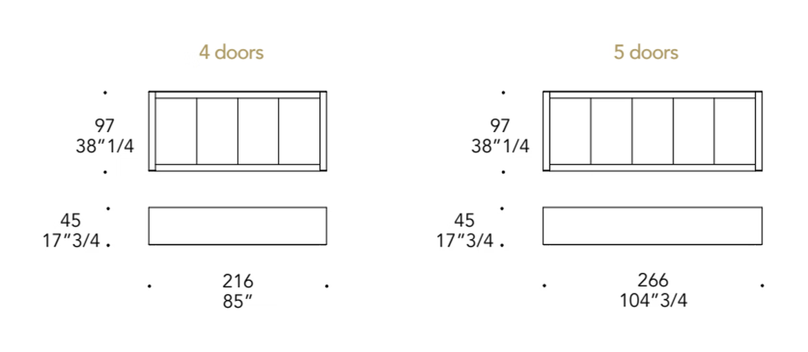 Avantgarde Credenza Luce Sideboard by Reflex, size drawing