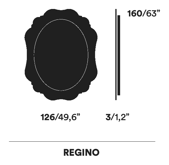 Regio Mirror by Opinion Ciatti, size drawing: REGINO