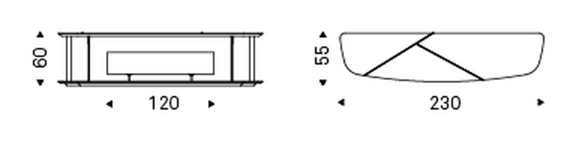 Altavista TV Cabinet by Cattelan Italia, size drawing 1