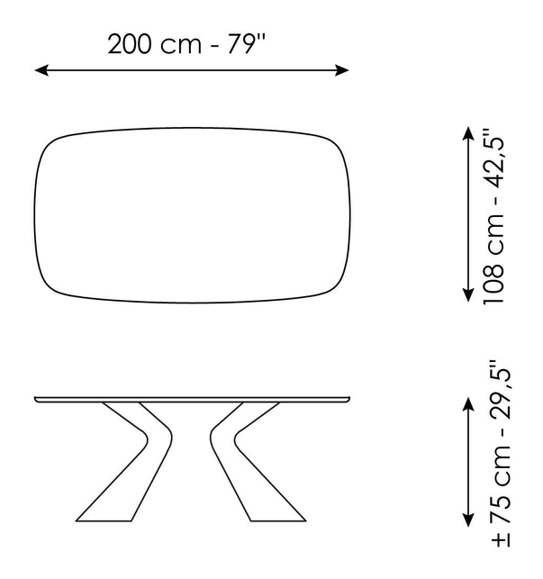 Prora Extendable Dining Table by Bonaldo, size drawing 6