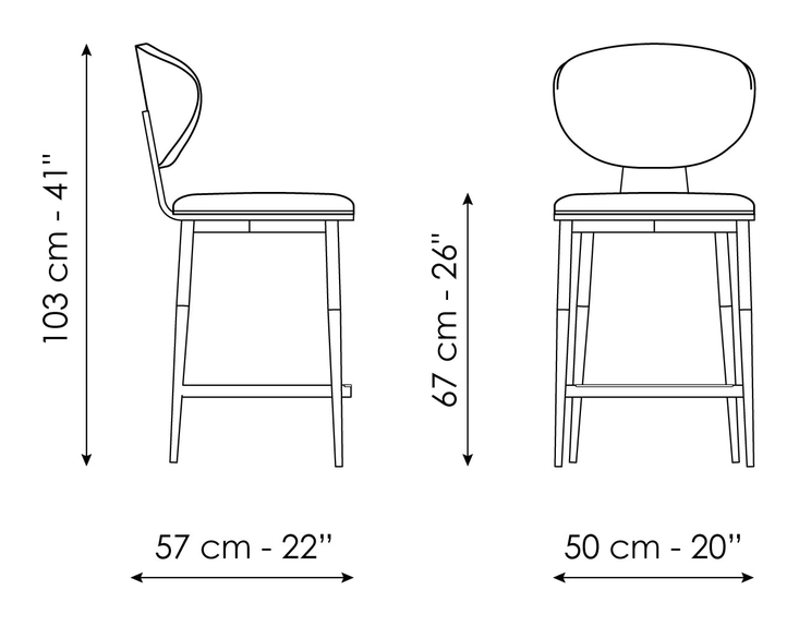 Olos Too Stool by Bonaldo, size drawing: Olos too H 67