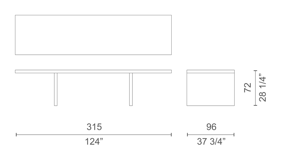 Millenium Hope Table by Cappellini, size drawing: MH_2RP