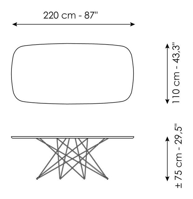 Octa Extendable Dining Table by Bonaldo, size drawing 7