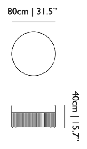 Amami Ottoman by Moooi, size drawing: Large