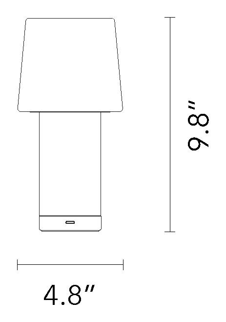 Cameo Table Lamp by Fontana Arte, size drawing
