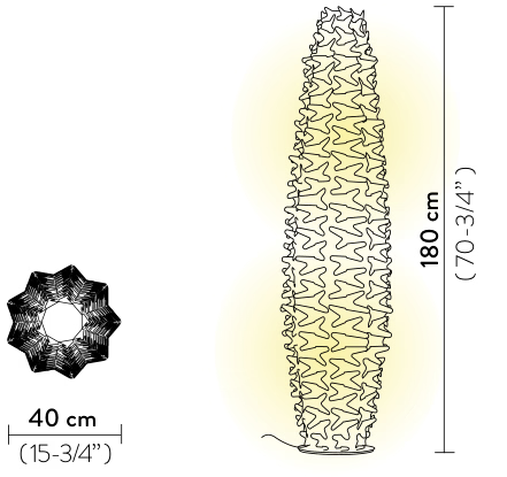 Cactus Floor Lamp by Slamp, size drawing: Cactus Floor XXL