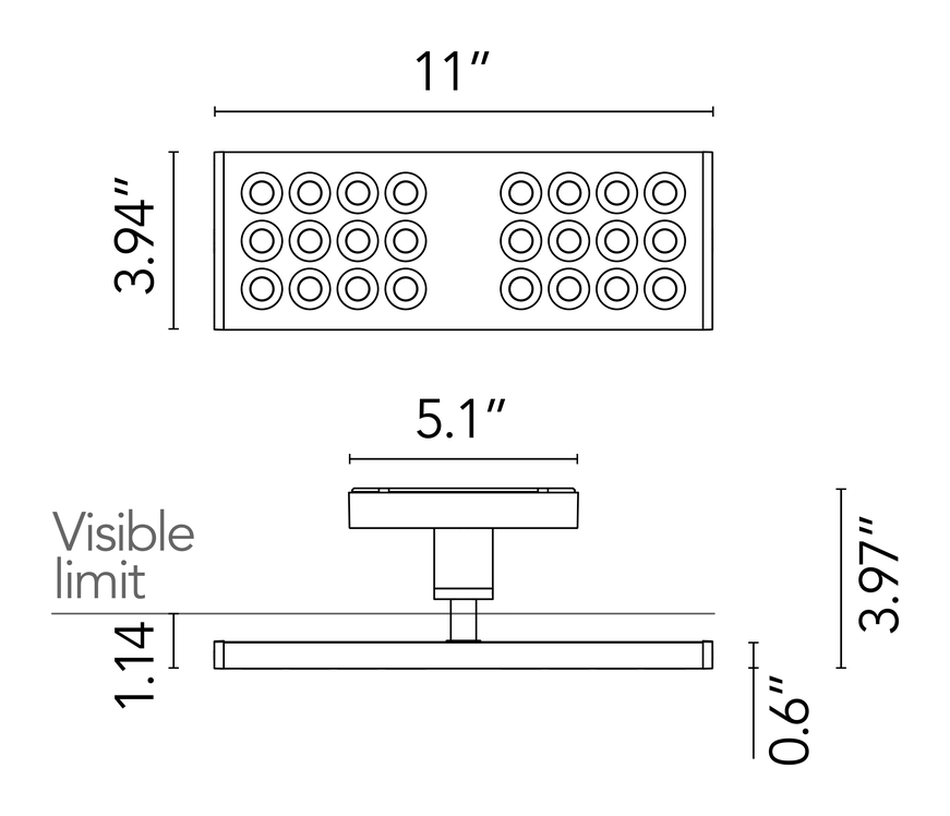 Workmates Small Track Module by Flos, size drawing