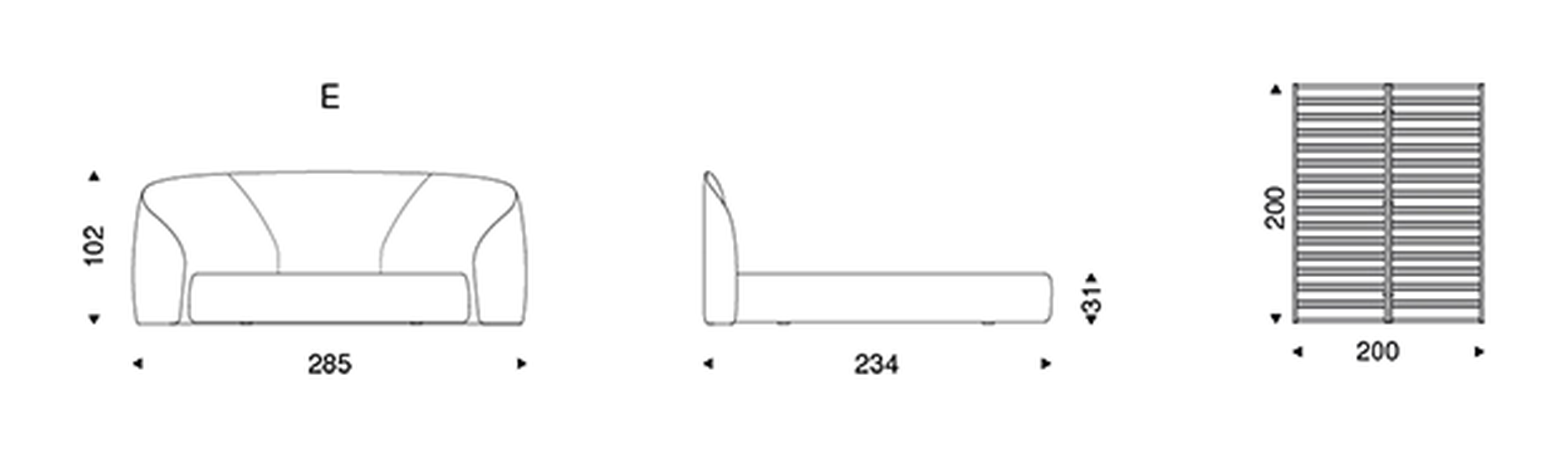 Richard Bed by Cattelan Italia, size drawing 4