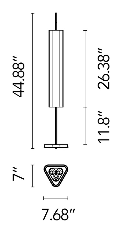 Emi Table Lamp by Flos, size drawing