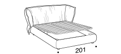 Puppet Bed by Ditre Italia, size drawing: Double size bed for 180x200 cm mattress with BOX mechanism