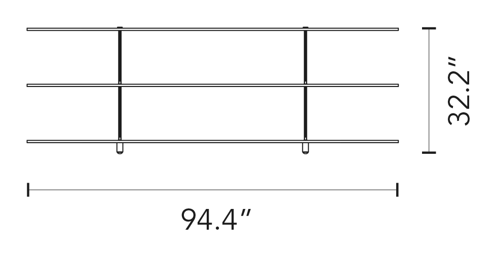 Teso Console by Fontana Arte, size drawing