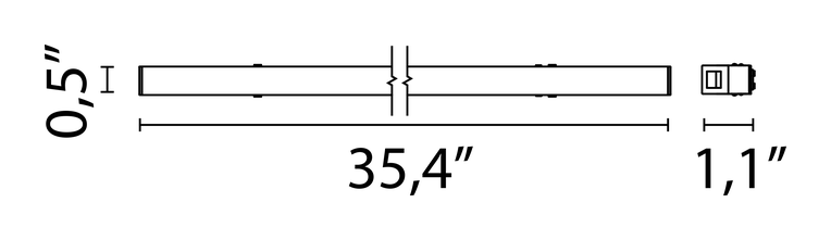 Light Stripe Module, Tracking Magnet by Flos, size drawing: Light Stripe 900 mm