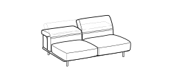 Arlott High Sofa by Ditre Italia, size drawing: 2-seat central element