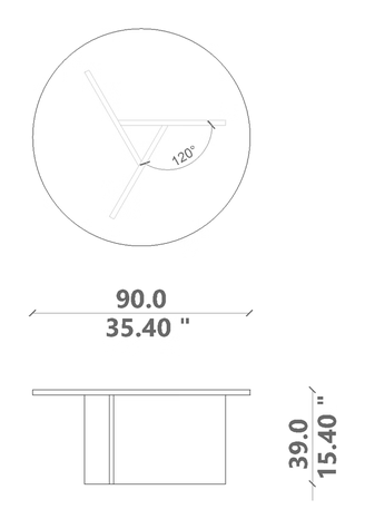 Venice Indoor Coffee Table by Talenti, size drawing: Ø 90