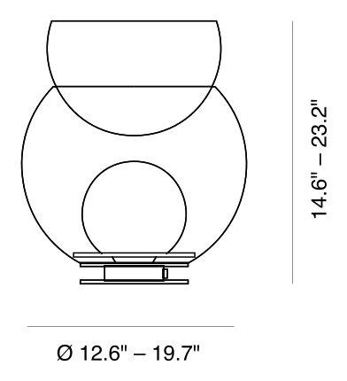 Giova Table Lamp by Fontana Arte, size drawing
