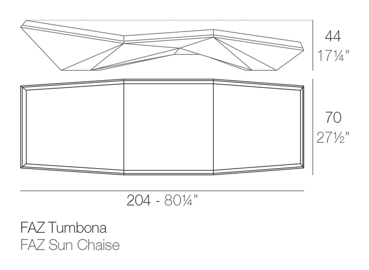 Faz Chaise Lounge by Vondom, size drawing