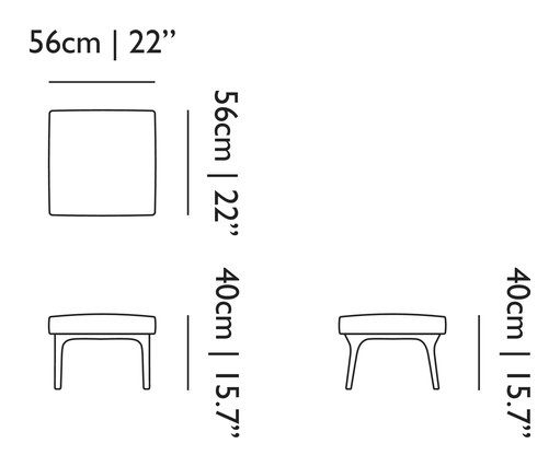 Zio Footstool by Moooi, size drawing