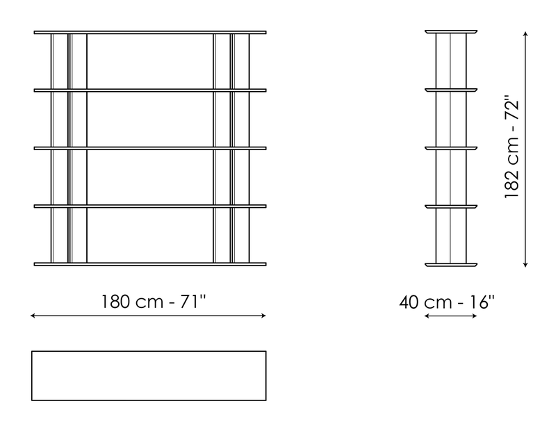 Dogma Bookshelf by Bonaldo, size drawing: Dogma 180