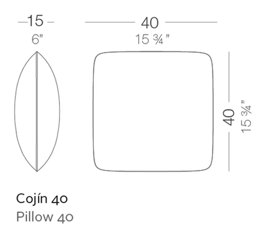 Studio Cushion by Vondom, size drawing