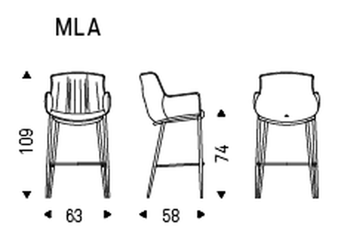Rhonda Stool by Cattelan Italia, size drawing 1