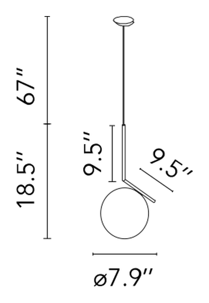 IC Lights Suspension Pendant Lamp by Flos, size drawing: IC Lights S1