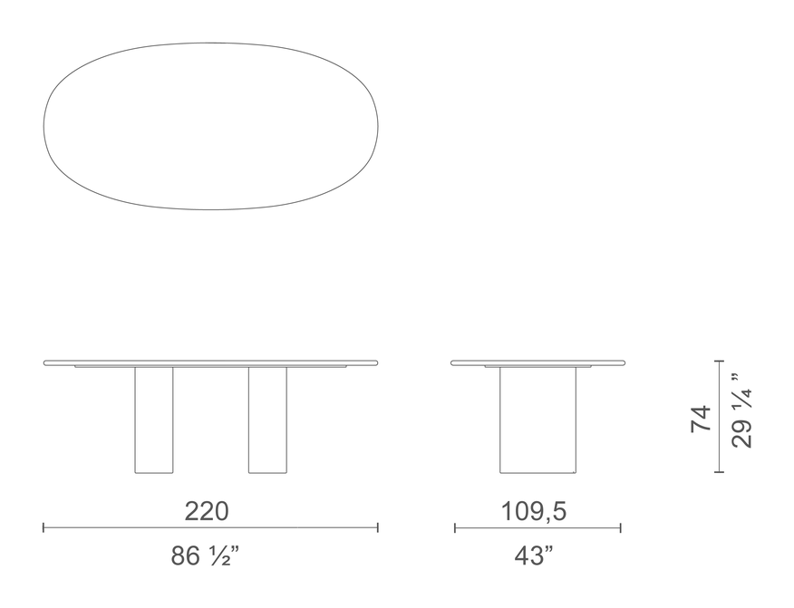 Dolmen Color Table by Cappellini, size drawing: DOC1