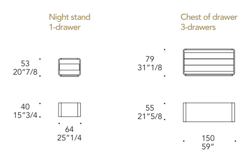 Oh Comò Dresser by Reflex, size drawing