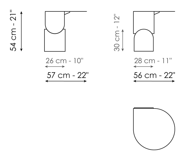 Vague Coffee Table by Bonaldo, size drawing: Vague coffee table high