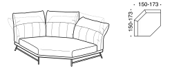 On Line Sofa by Ditre Italia, size drawing: Square corner maxi