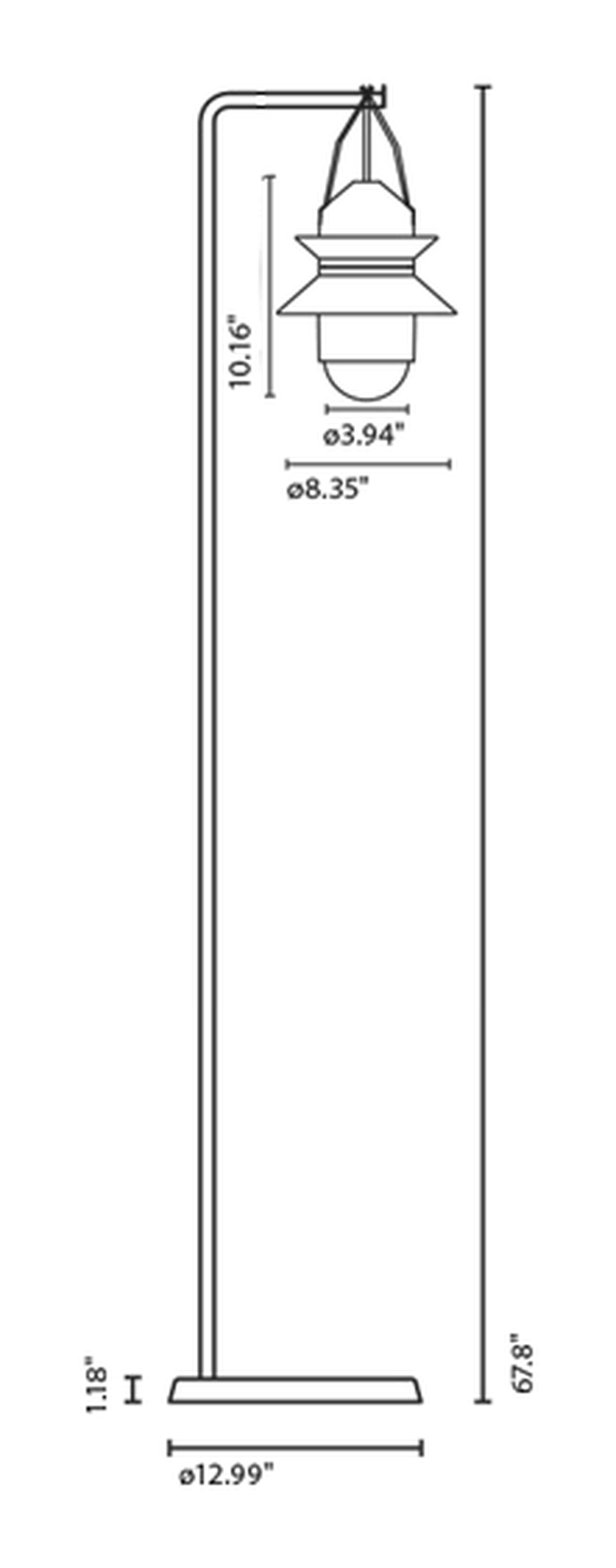 Santorini Floor Lamp by Marset, size drawing