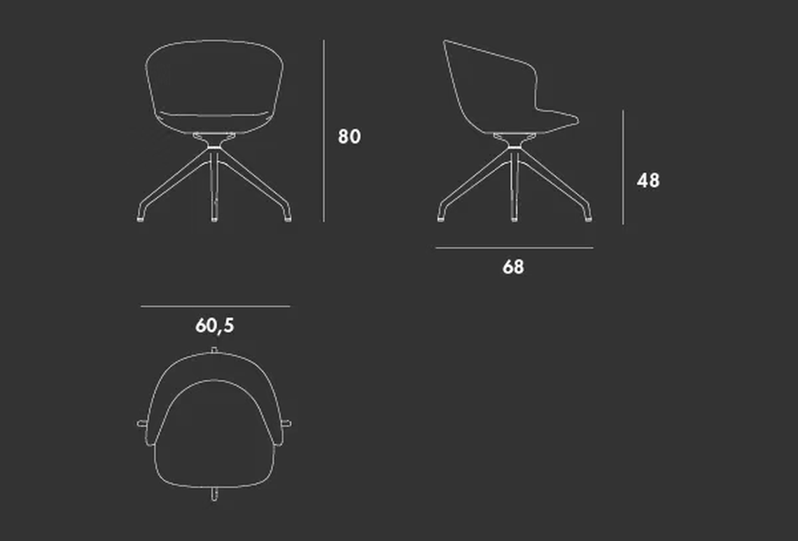 Alika Armchair by Sovet, size drawing: Four-star base