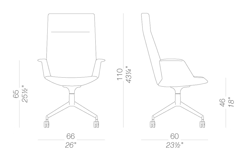 Uno S249 Chair by LaPalma, size drawing