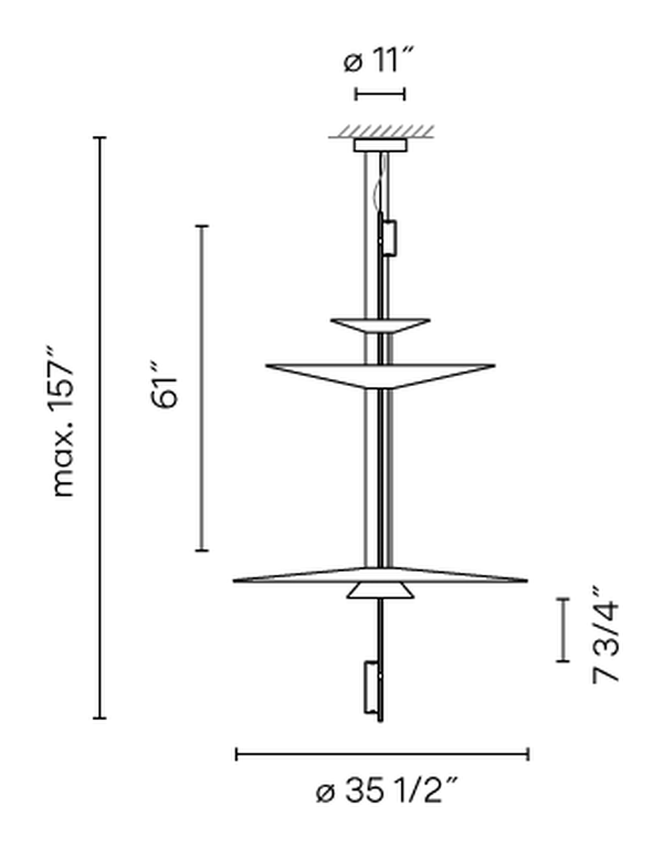 Flamingo Pendant Lamp by Vibia, size drawing: Model 1560