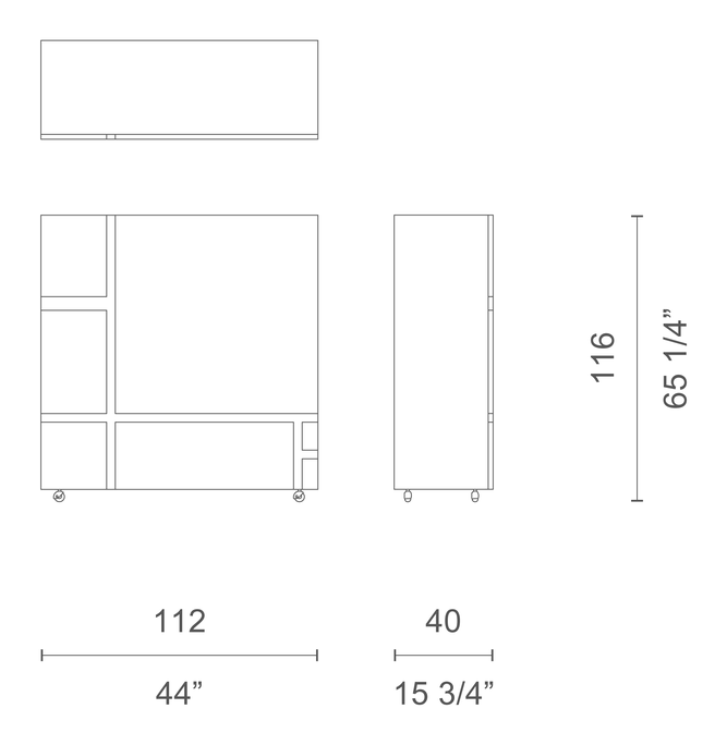 Homage To Mondrian Cabinet by Cappellini, size drawing: PC_18