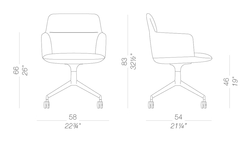 Foil S593 Armchair by LaPalma, size drawing