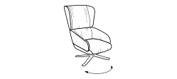 Cut Armchair by Ditre Italia, size drawing: Swivel armchair