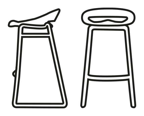 Cosmopolitan Stool, Sled Base by Connubia, size drawing