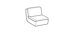 Deck Sofa by Ditre Italia, size drawing: 1-seat small central element
