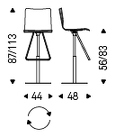 Toto Stool by Cattelan Italia, size drawing