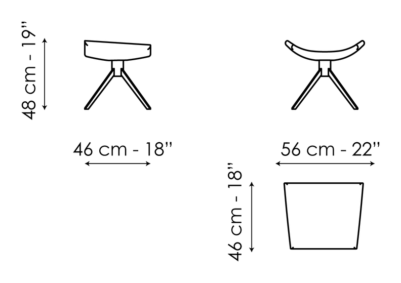 Colibrì Armchair by Bonaldo, size drawing: Footrest · Footrest soft