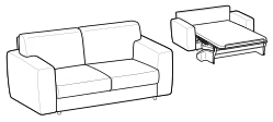 Isabel Sofa Bed by Ditre Italia, size drawing: 3-seater sofa bed