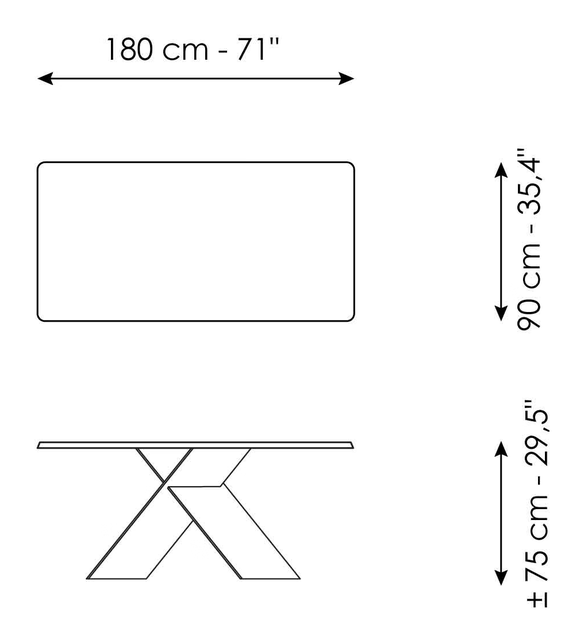 Ax Extendable Dining Table by Bonaldo, size drawing 2