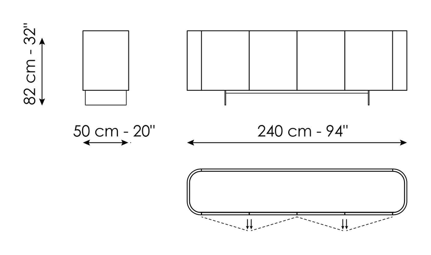 Arragan Sideboard by Bonaldo, size drawing: Arragan low