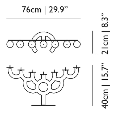 Bold Candle Holder by Moooi, size drawing: Menorah