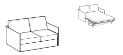 Freedom 2.0 Sofa Bed by Ditre Italia, size drawing: 2-seater sofa bed