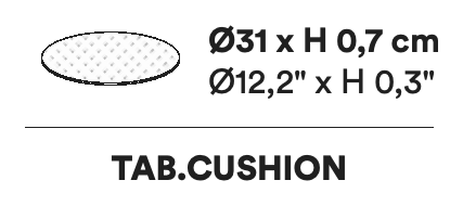 Tab.U Stool by Opinion Ciatti, size drawing: TAB.CUSHION