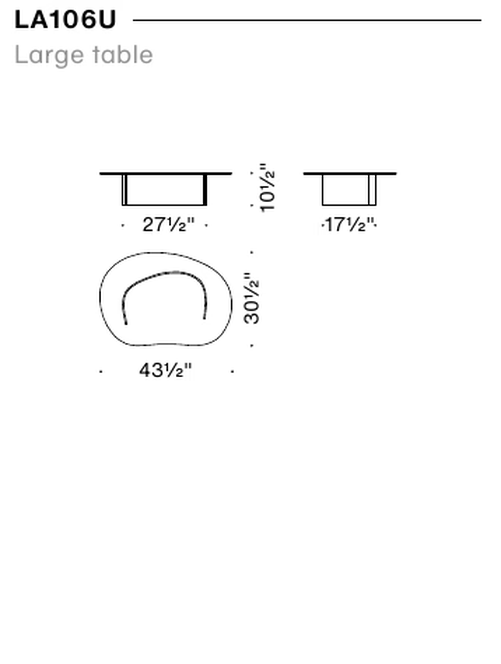 Lakelet Coffee Table by Moroso, size drawing: Large table