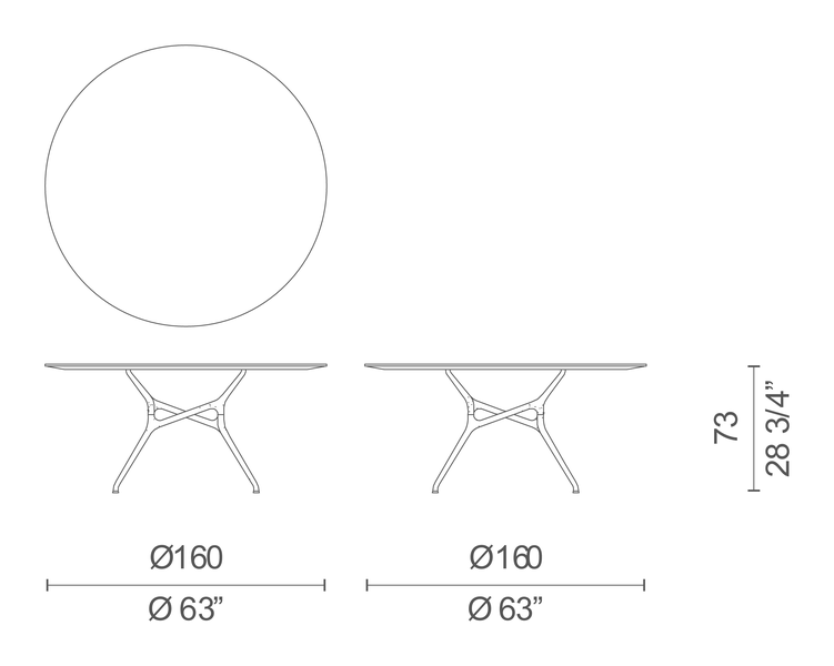Branch Table by Cappellini, size drawing: BR_3