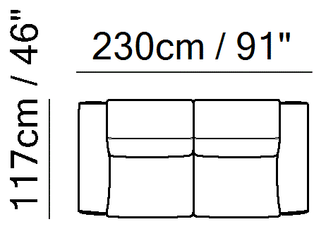 Pagoda Sectional by Natuzzi Italia: Modular sofa with adjustable headrests, outline drawing with sizes