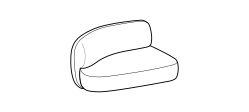 Nube Sofa by Ditre Italia, size drawing: Rounded 1-seat side unit